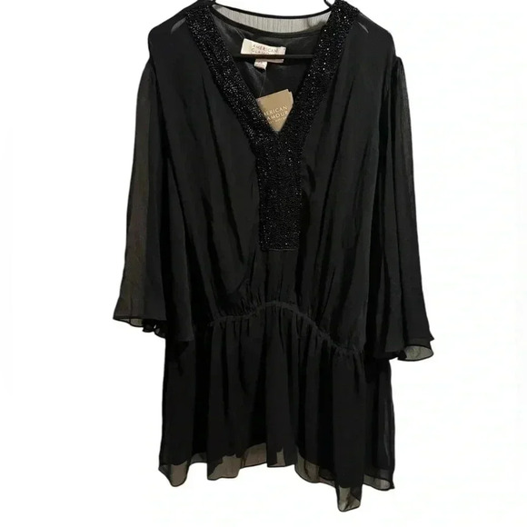 American Glamour by Badgley Mischka Black Embellished Blouse Size 2X - Picture 1 of 5